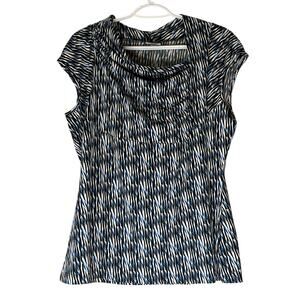 Worthington Blue / Black / White Short Sleeve Blouse Size Large